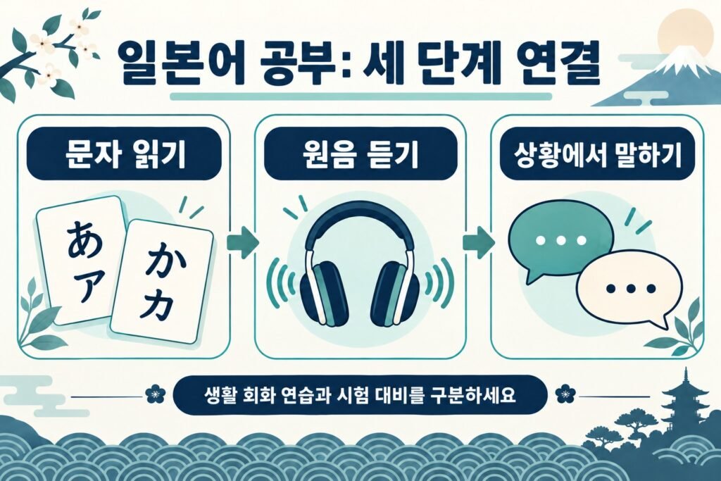 일본어 공부: 문자 읽기·원음 듣기·상황에서 말하기