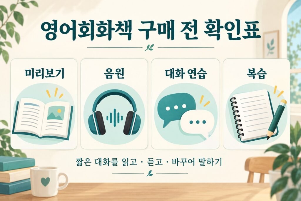 영어회화책 구매 전 확인: 미리보기·음원·대화 연습·복습
